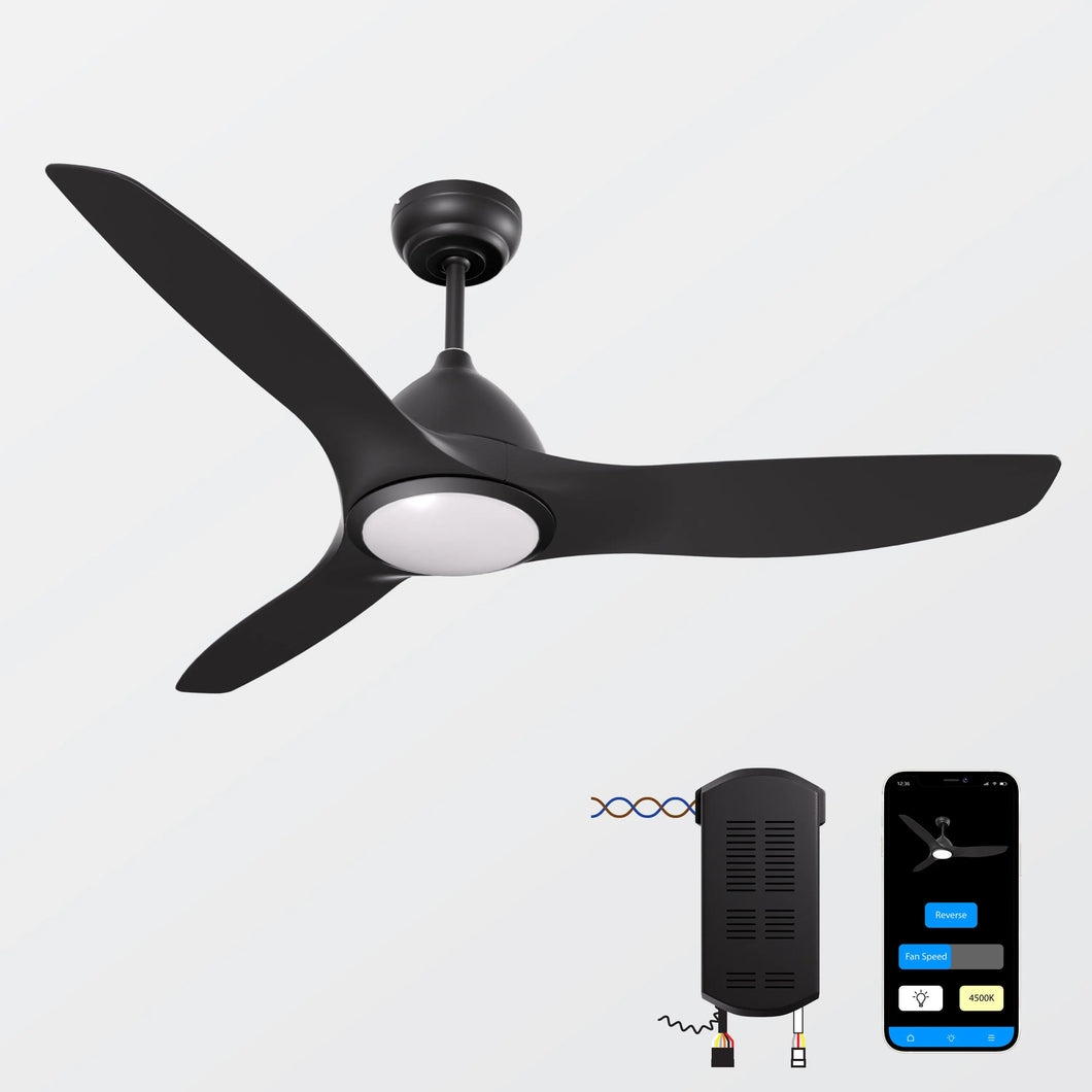 ONE Products 52” Smart Ceiling Fan Reversible with LED Light, Remote and APP