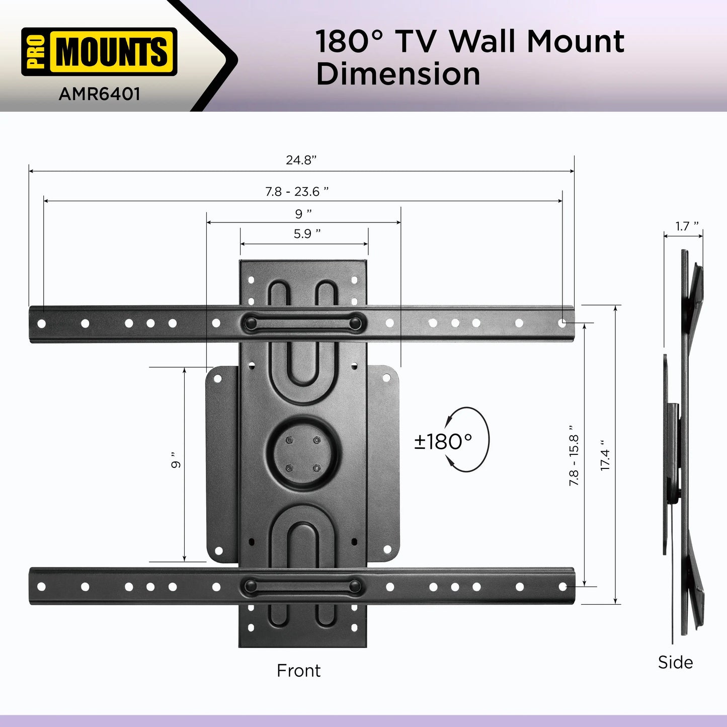 ProMounts Landscape to Portrait Rotating TV Wall Mount for TVs 37”-85” and up to 110lbs (AMR6401)
