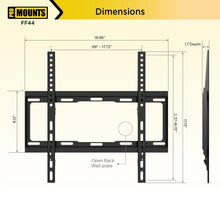 Load image into Gallery viewer, ProMounts Flat/Fixed TV Wall Mount for 32&quot; to 65&quot; TVs, Holds up to 100lbs (FF44)
