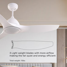 Load image into Gallery viewer, ProMounts 52 in. WIFI 3-Blade Smart Ceiling Fan with Reversible Motor, 6 Speeds and 3 Color Temperatures, App Control, White
