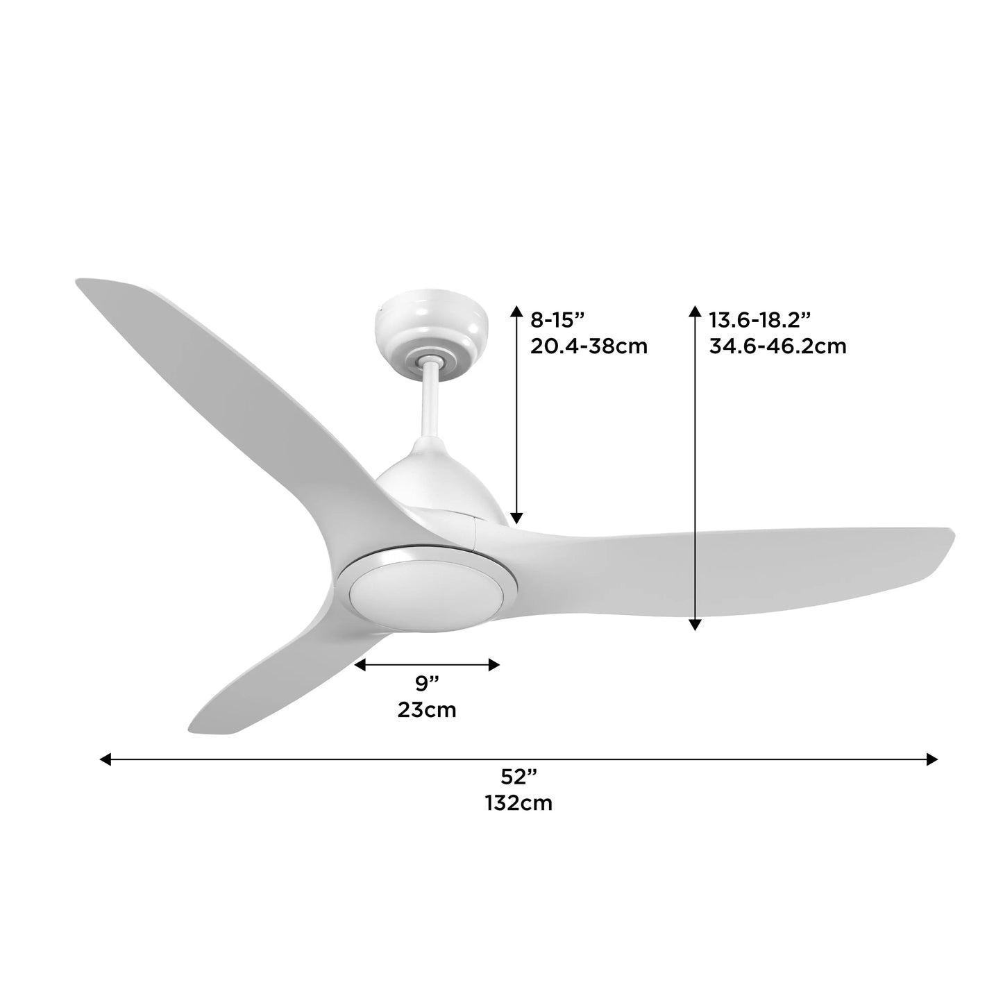ProMounts 52 in. WIFI 3-Blade Smart Ceiling Fan with Reversible Motor, 6 Speeds and 3 Color Temperatures, App Control, White