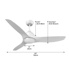Load image into Gallery viewer, ProMounts 52 in. WIFI 3-Blade Smart Ceiling Fan with Reversible Motor, 6 Speeds and 3 Color Temperatures, App Control, White
