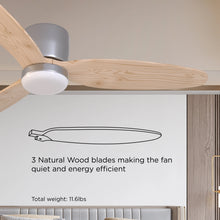Load image into Gallery viewer, ProMounts 52 in. WIFI 3-Blade Smart Ceiling Fan with Reversible Motor, 6 Speeds and 3 Color Temperatures, App Control, Natural Wood
