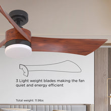 Load image into Gallery viewer, ProMounts 54 in. WIFI 3-Blade Smart Ceiling Fan with Reversible Motor, 6 Speeds and 3 Color Temperatures, App Control, Walnut

