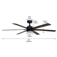 Load image into Gallery viewer, ProMounts 60 in. WIFI 6-Blade Smart Ceiling Fan with Reversible Motor, 6 Speeds and 3 Color Temperatures, App Control, Walnut
