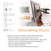 Load image into Gallery viewer, ProMounts Articulating/Full Motion TV Wall Mount for 37”-85” TVs Holds up to 88lbs (OMA6402)
