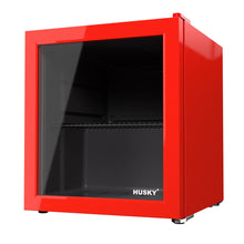 Load image into Gallery viewer, Husky 46L Beverage Refrigerator 1.6 C.ft. Freestanding Counter-Top Mini Fridge With Glass Door in Red
