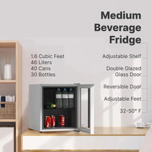 Load image into Gallery viewer, Husky 46L Beverage Refrigerator 1.6 C.ft. Freestanding Counter-Top Mini Fridge With Glass Door in White
