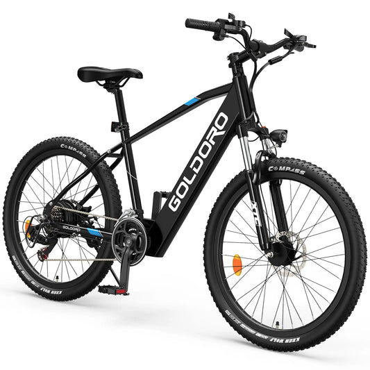 Goldoro Electric Bike 26" X7 Aluminum Alloy Mountain Bike, 250W/36V, MAX 18 MPH, 21 speed(Black)