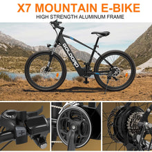 Load image into Gallery viewer, Goldoro Electric Bike 26&quot; X7 Aluminum Alloy Mountain Bike, 250W/36V, MAX 18 MPH, 21 speed(Black)
