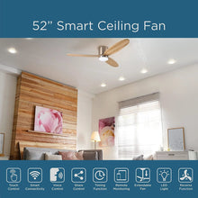 Load image into Gallery viewer, Smart Ceiling Fan 52&quot; 3-Blade with LED Lights, High-Powered Quiet Fan with 6 Speeds and Reverse Function, Wifi Control Fan with 3 Color Temperatures, Works with Tuya Smart, Alexa and Google
