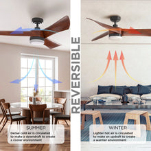 Load image into Gallery viewer, ProMounts 54 in. WIFI 3-Blade Smart Ceiling Fan with Reversible Motor, 6 Speeds and 3 Color Temperatures, App Control, Walnut
