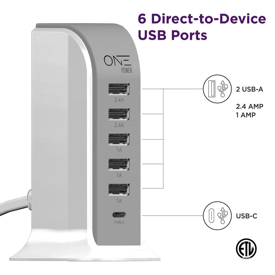 6 USB Port Desktop Charging Tower Hub (OPT061) freeshipping - One Products