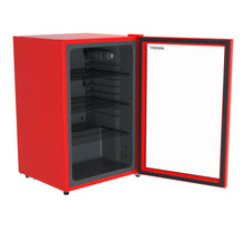 Load image into Gallery viewer, Husky 131L Beverage Refrigerator 4.6 C.ft. Freestanding Mini Fridge With Glass Door in Red
