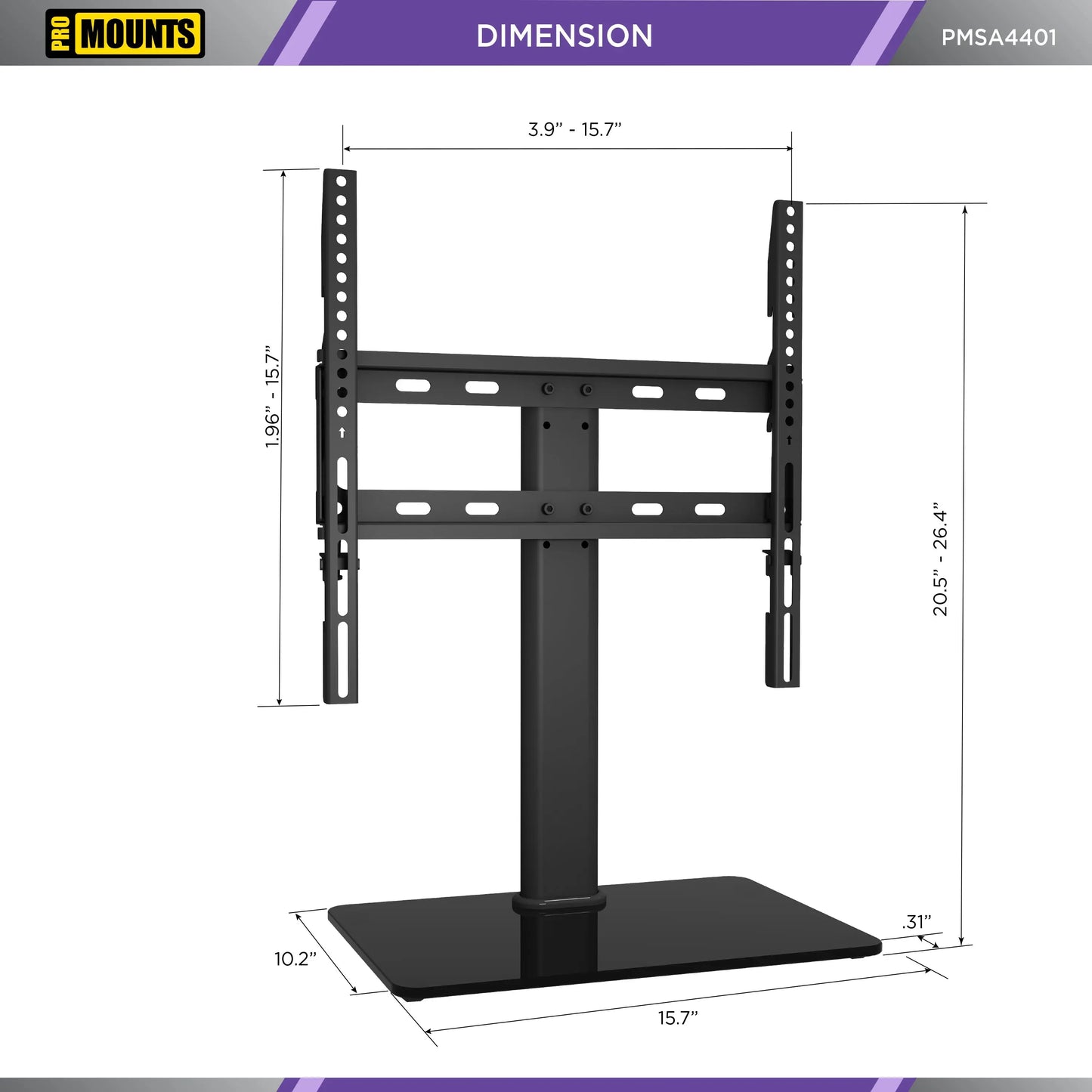 ProMounts Tabletop TV Stand Mount for 37"-65 TVs Holds up to 88lbs