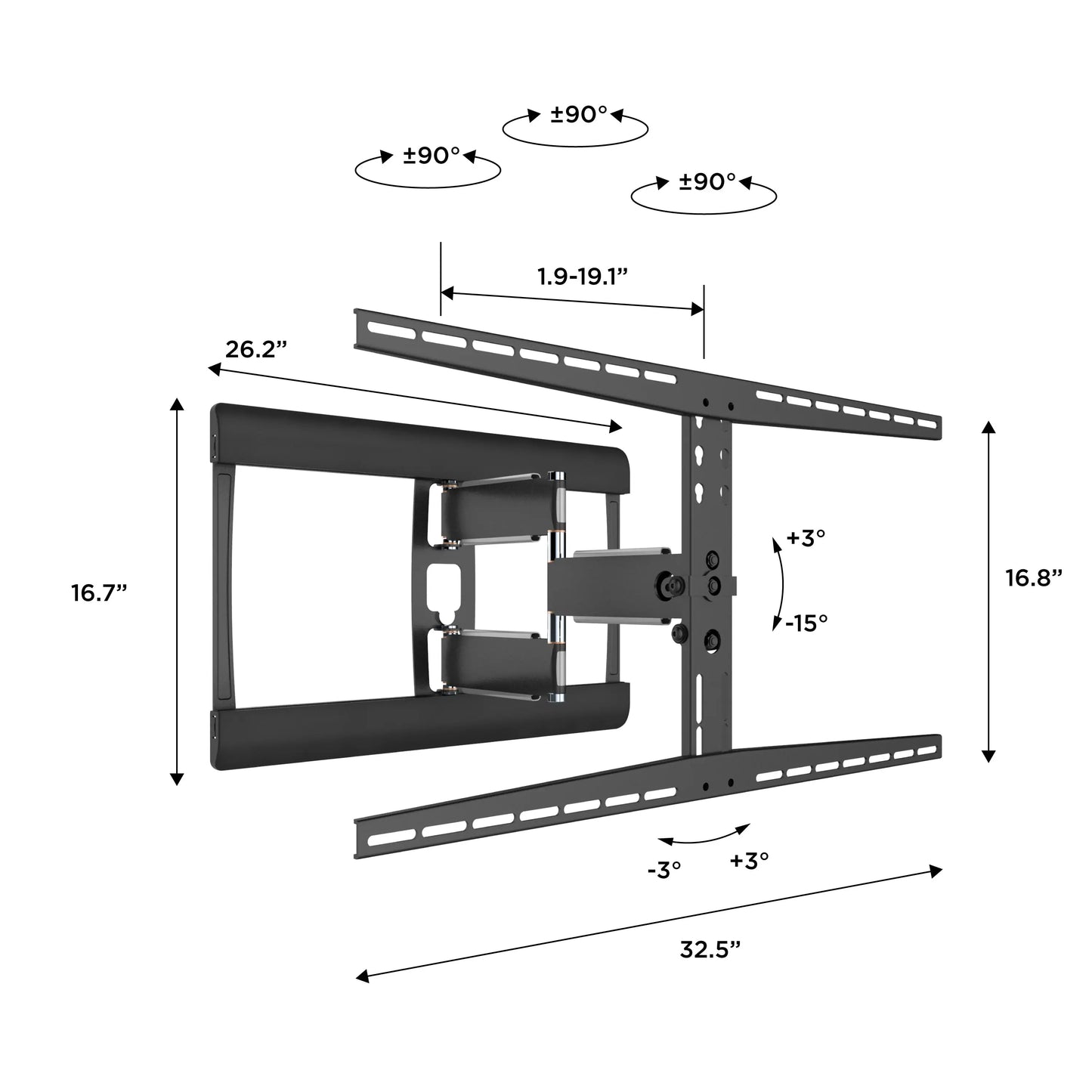 ProMounts Articulating / Full-Motion TV Wall Mount for 37" to 85" TVs up to 120 lbs (SAL)