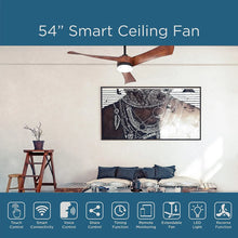 Load image into Gallery viewer, Smart Ceiling Fan 56&quot; 3-Blade with LED Lights, High-Powered Quiet Fan with 6 Speeds and Reverse Function, Wifi Control Fan with 3 Color Temperatures, Works with Tuya Smart, Alexa and Google
